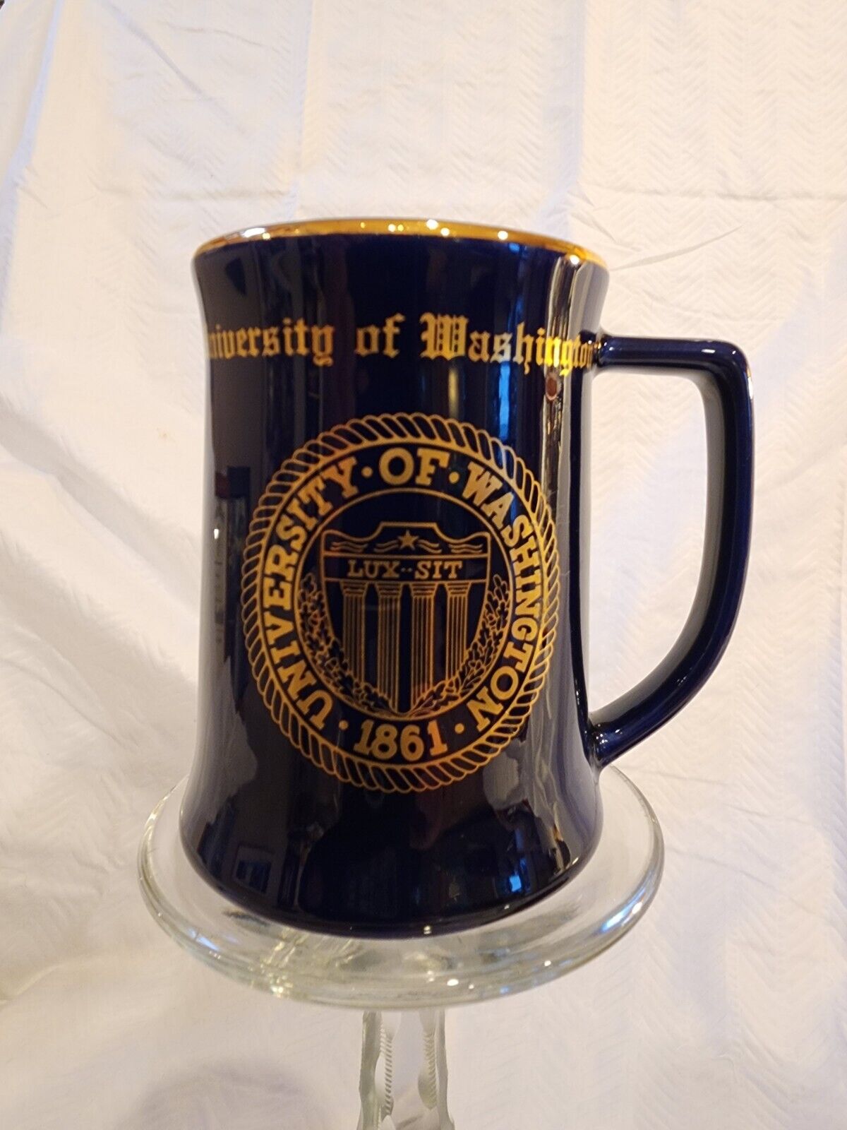 University Of Washington Beer Stein X2 Deep Blue with Gold. Vintage, WC Bunting 