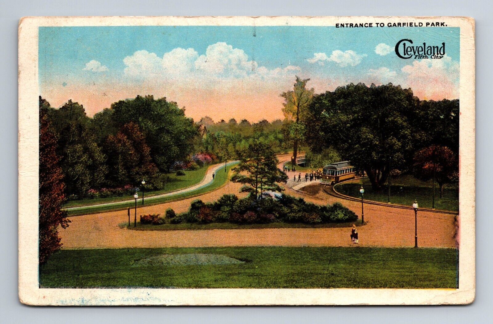 Entrance to Garfield Park Cleveland Ohio Postcard c1921