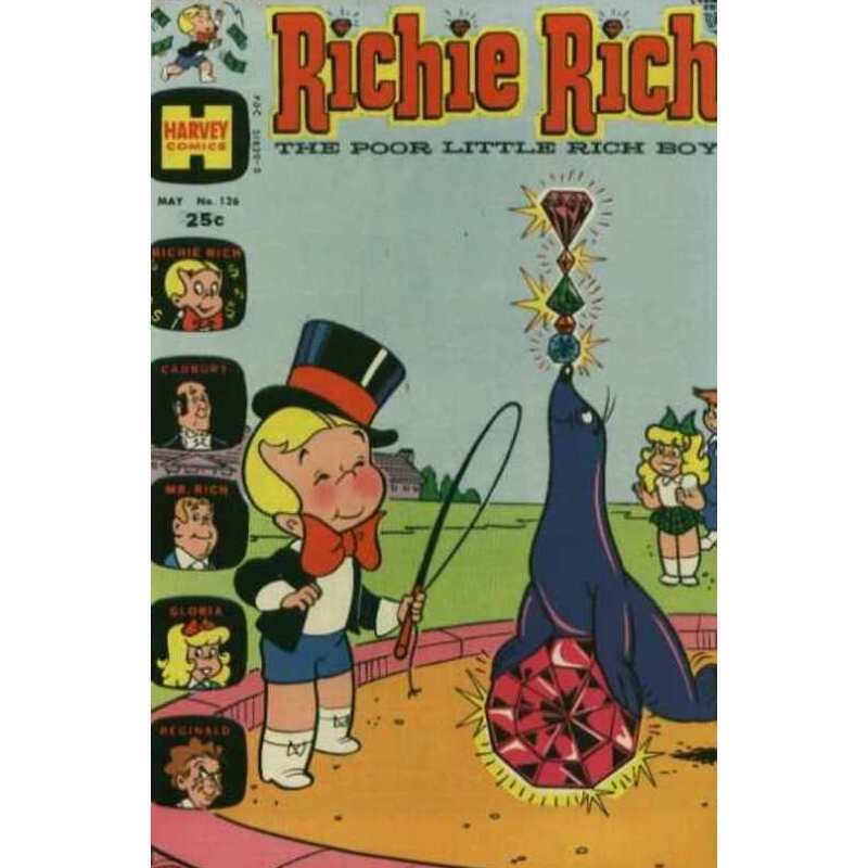 Richie Rich #126  - 1960 series Harvey comics VG+ Full description below [f}