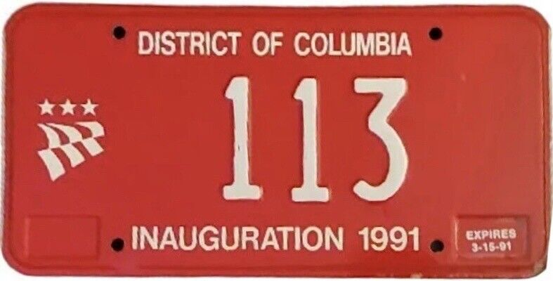 1991 Washington DC Inauguration License Plate