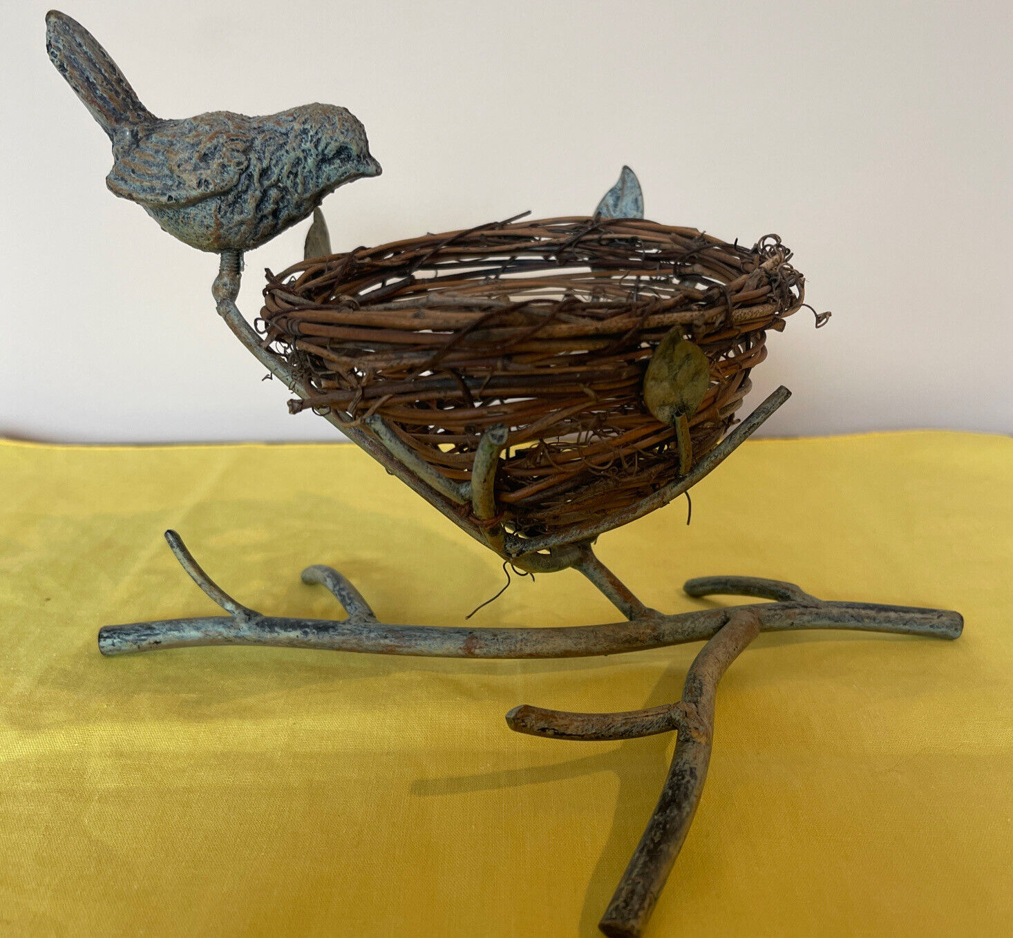 Metal weatered Bird & twig birds Nest Unique and Beautiful