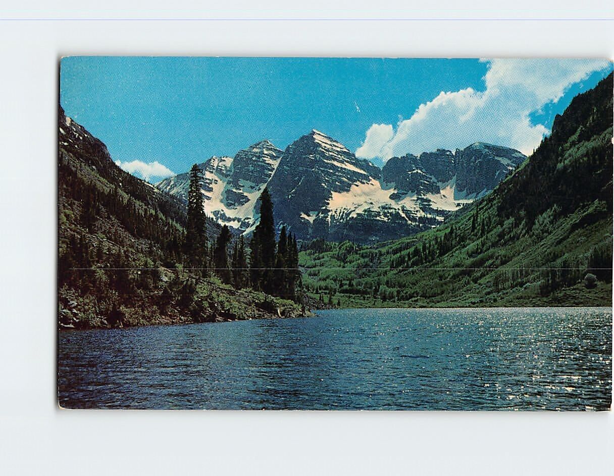 Postcard Maroon Bells from Maroon Lake Colorado USA