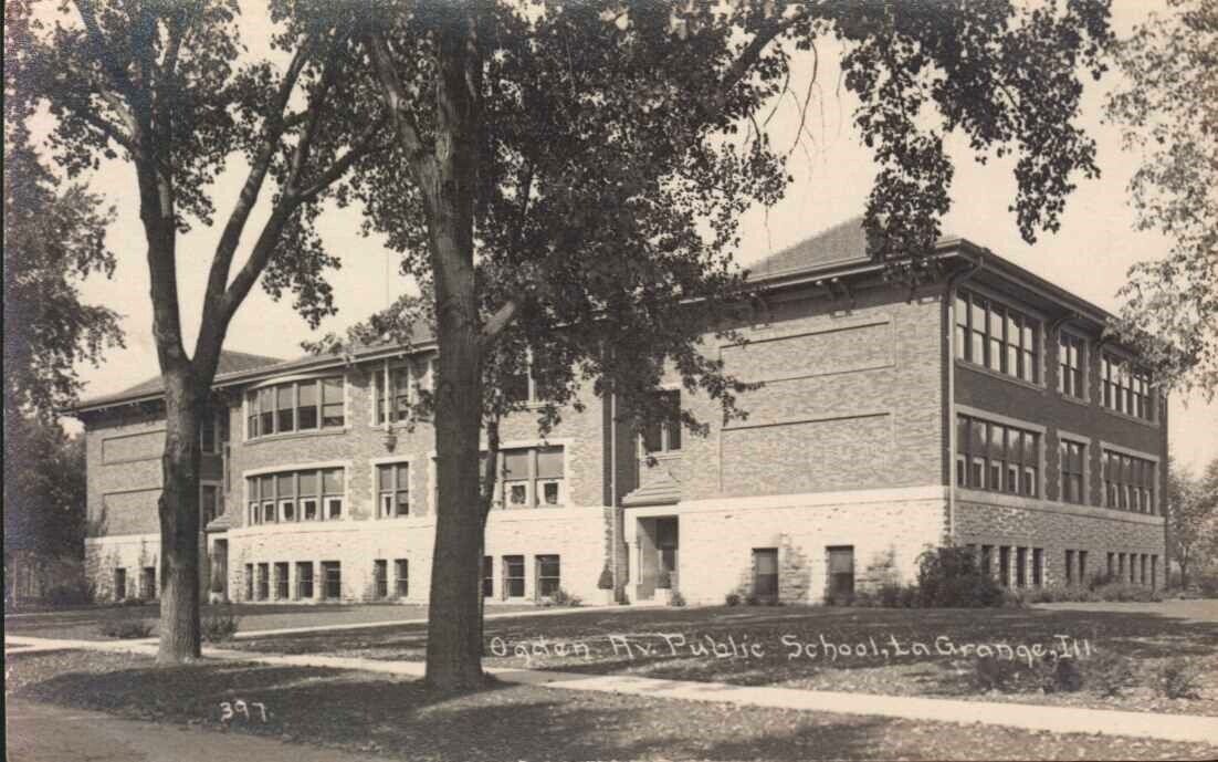 antique  LA GRANGE  IL Illinois   SCHOOL   Real Photo RPPC Postcard