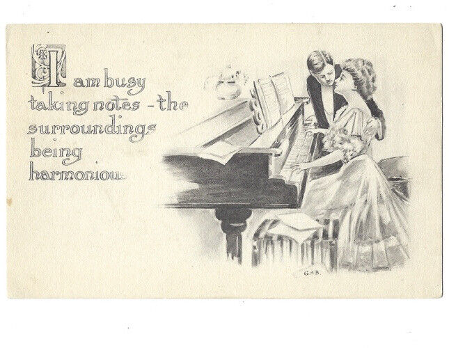 c.1910s Romantic Couple Romance Playing Piano Gartner Bender Postcard UNPOSTED