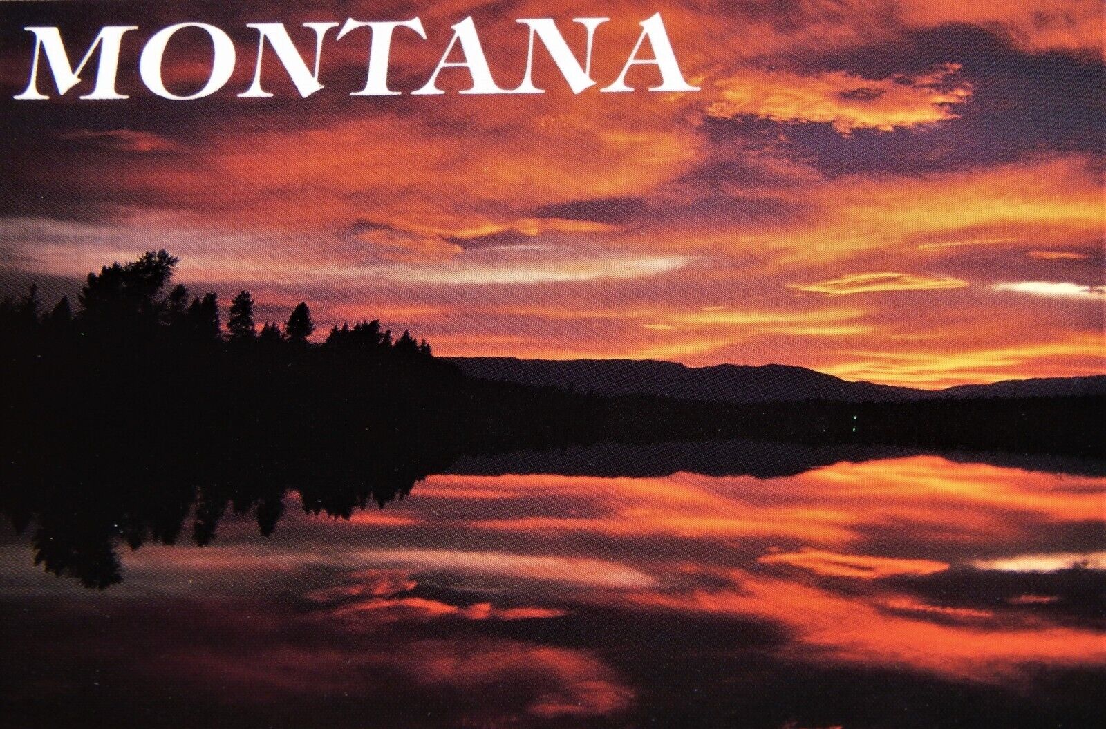 Vintage Postcard, MONTANA, MT, Spectacular Summer Sunset Over Lake & Mountains