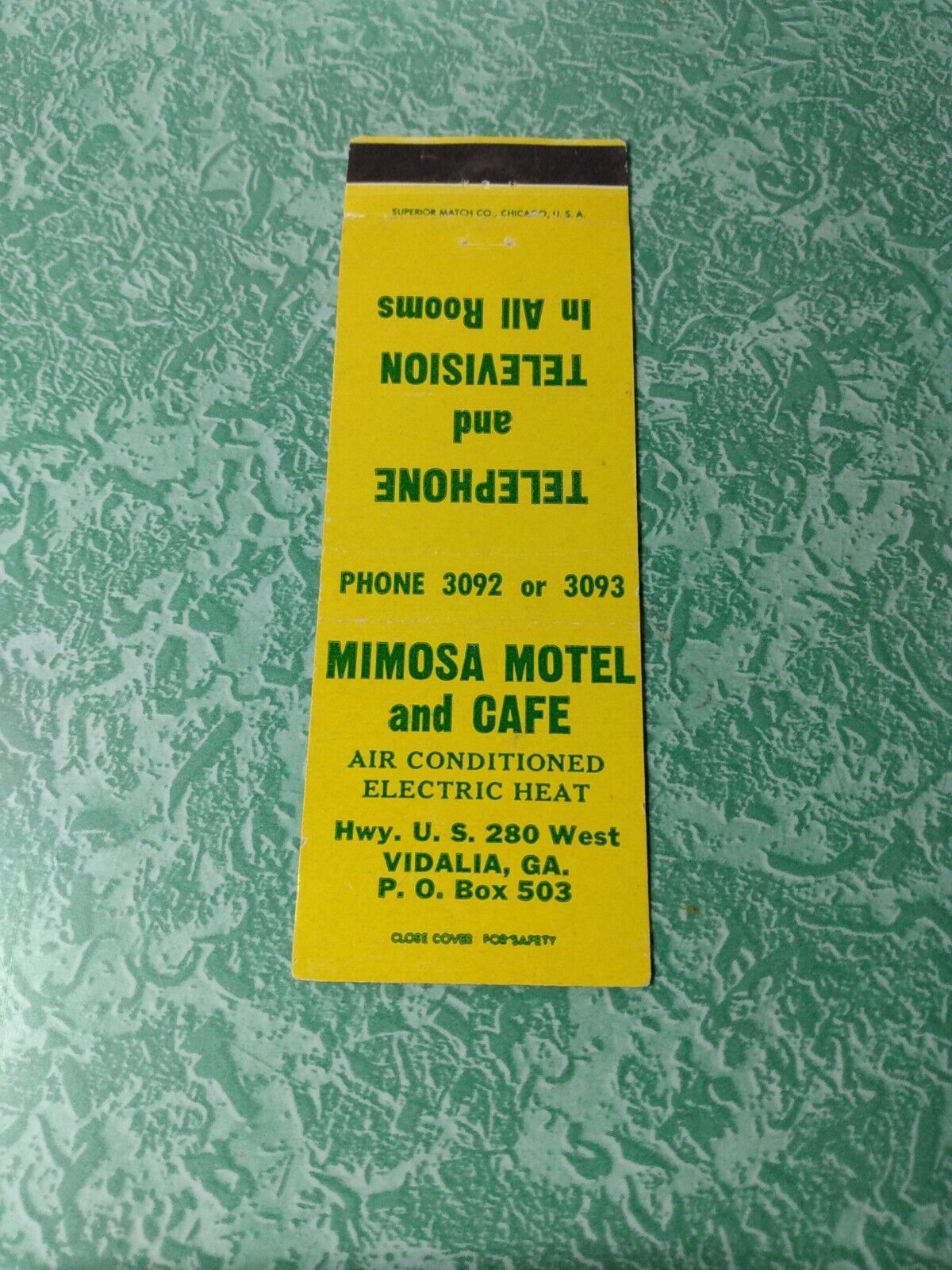 Vintage Matchbook Collectible Ephemera A11 Vidalia Georgia mimosa motel Cafe