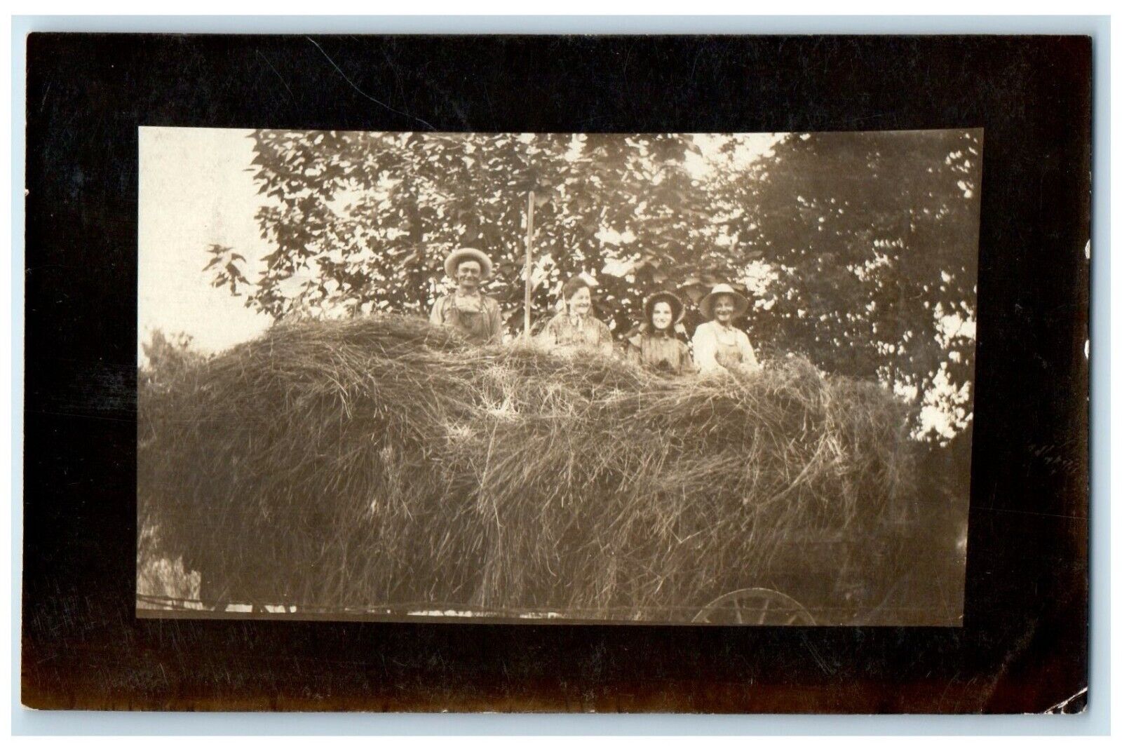 1910 Farming Hay Workers Field Ely Iowa IA RPPC Photo Posted Antique Postcard