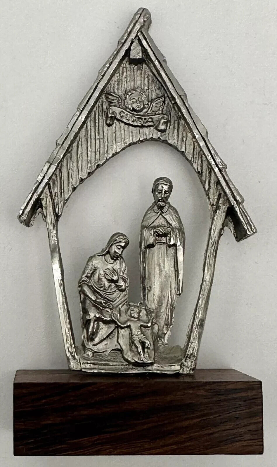 PELTRO CESELLATO A MANO - VINTAGE NATIVITY PEWTER - MADE IN ITALY - 3.5