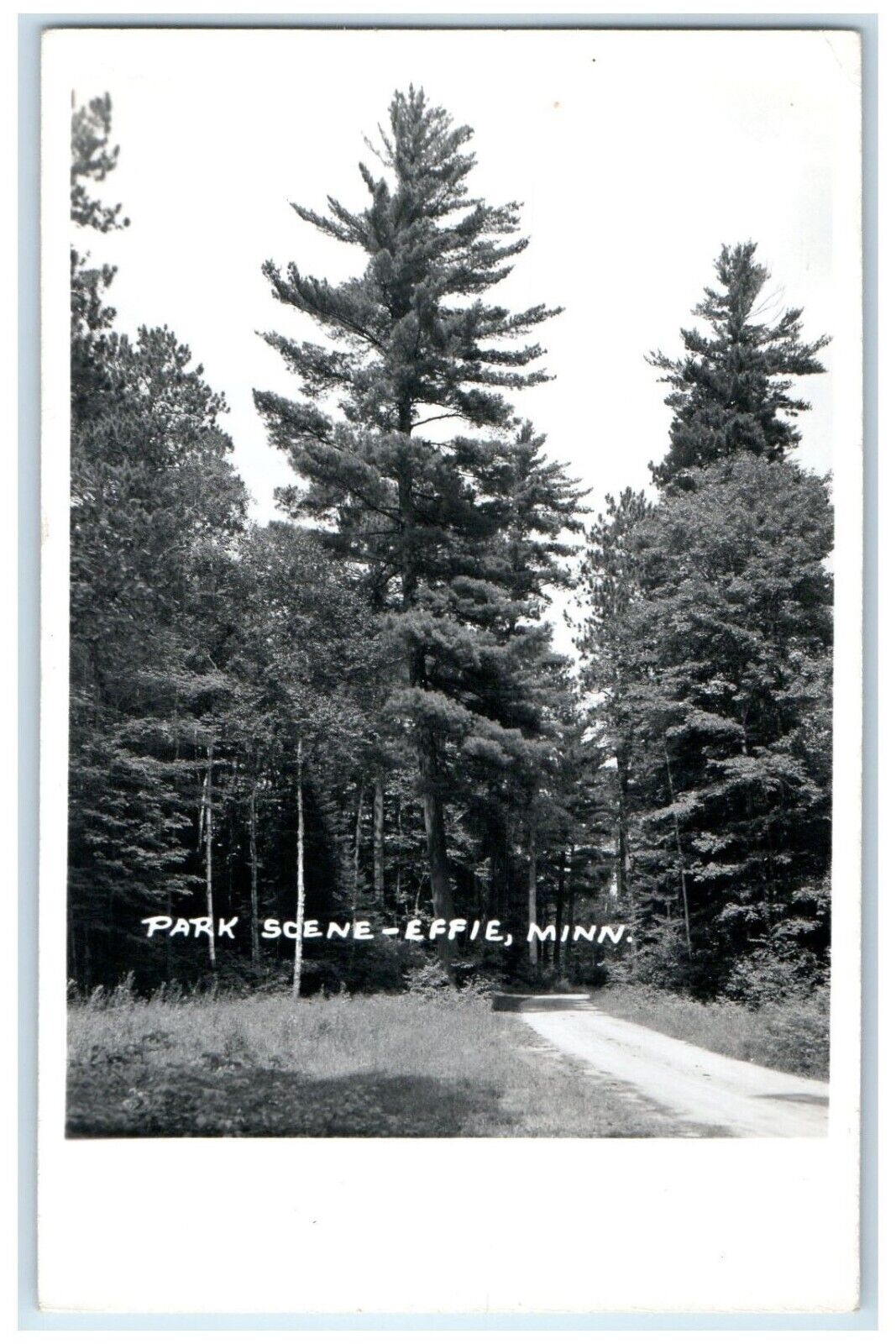 c1940 Park Scene Exterior View Road Effie Minnesota Vintage RPPC Photo Postcard