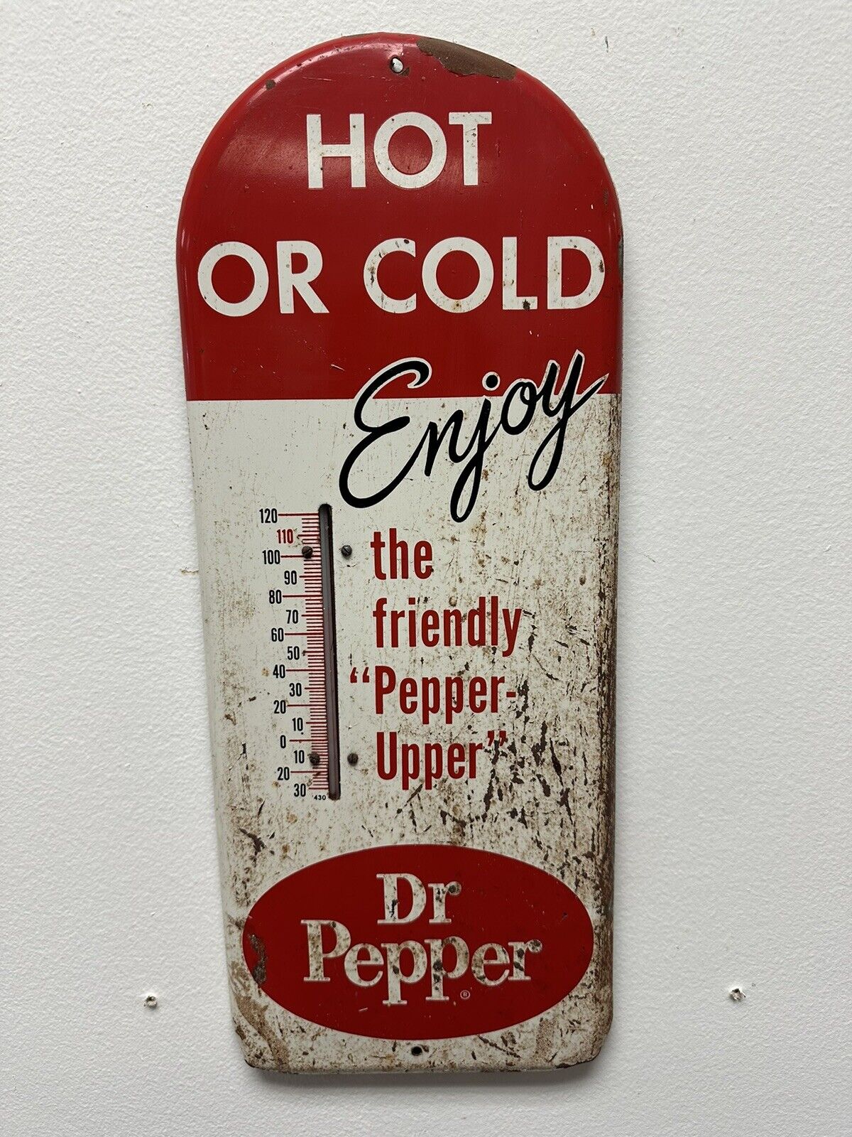 Vintage Dr Pepper Hot or Cold Thermometer Soda Sign Original Used Condition