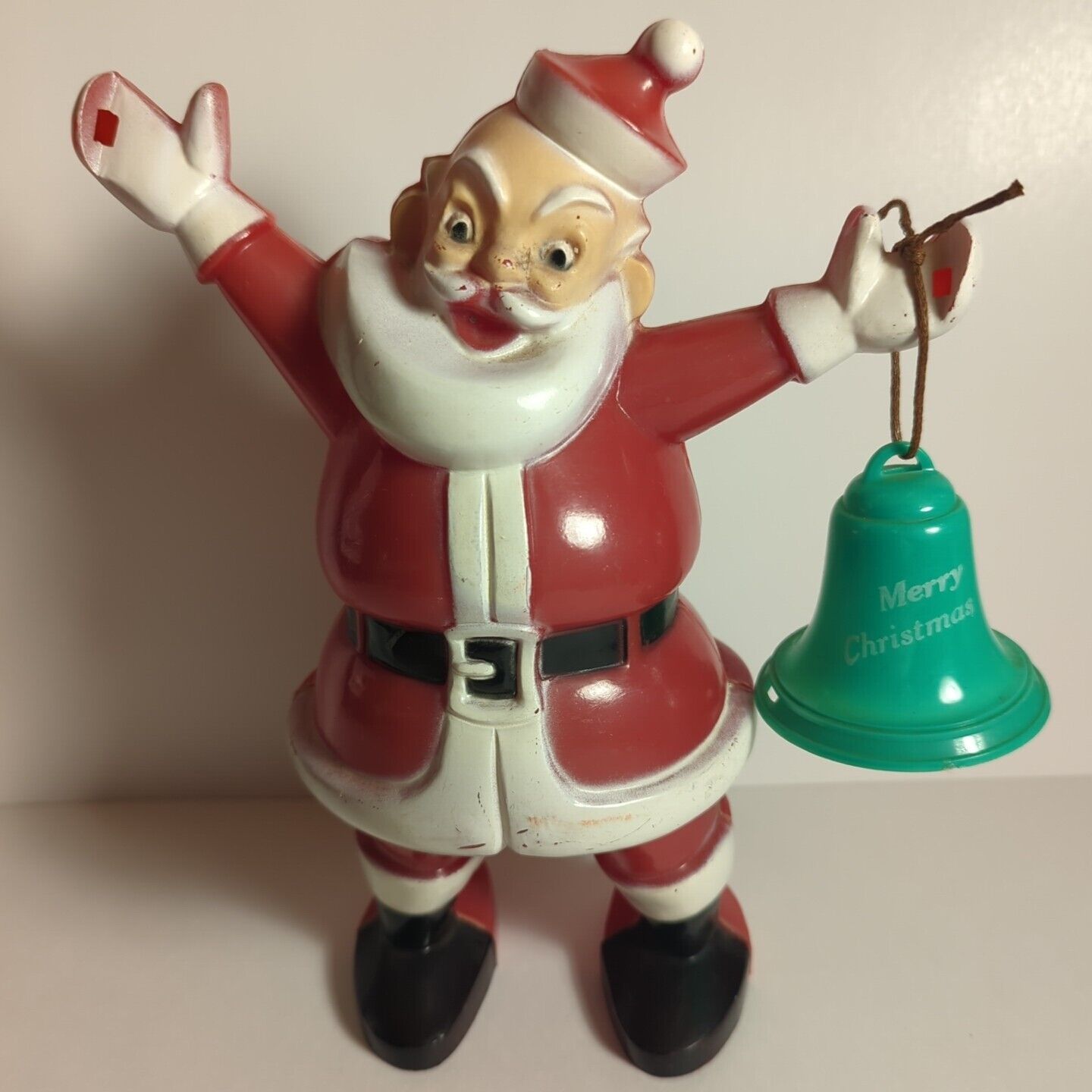 Vintage Santa Claus w/ Christmas Bell Plastic Candy Decoration Rosbro or Rosen ?