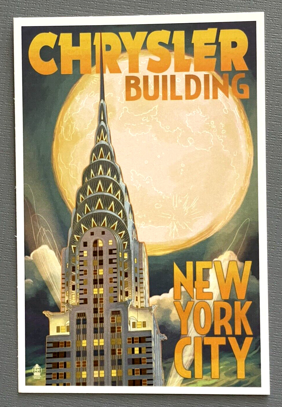 New York City, New York - Chrysler Building & Full Moon - Lantern Press Postcard
