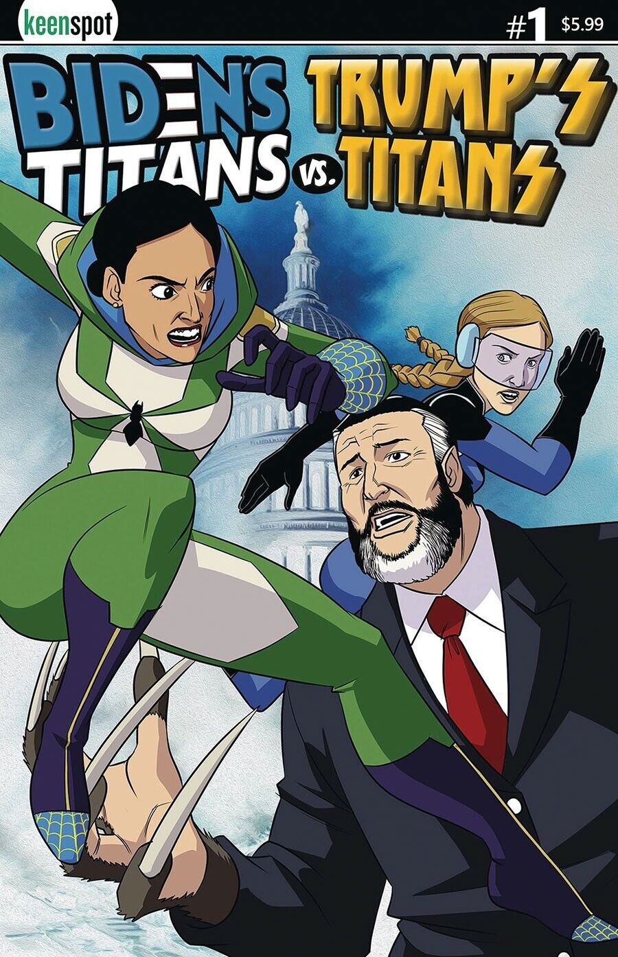 KEENSPOT - Biden's Titans Vs Trump's Titans #1 CVR E (AOC V. CRUZ VAR.) 01651