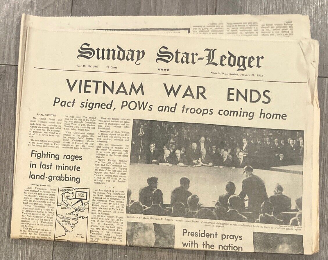 1973 JANUARY 28 SUNDAYSTAR LEDGER NEWSPAPER - VIETNAM WAR ENDS