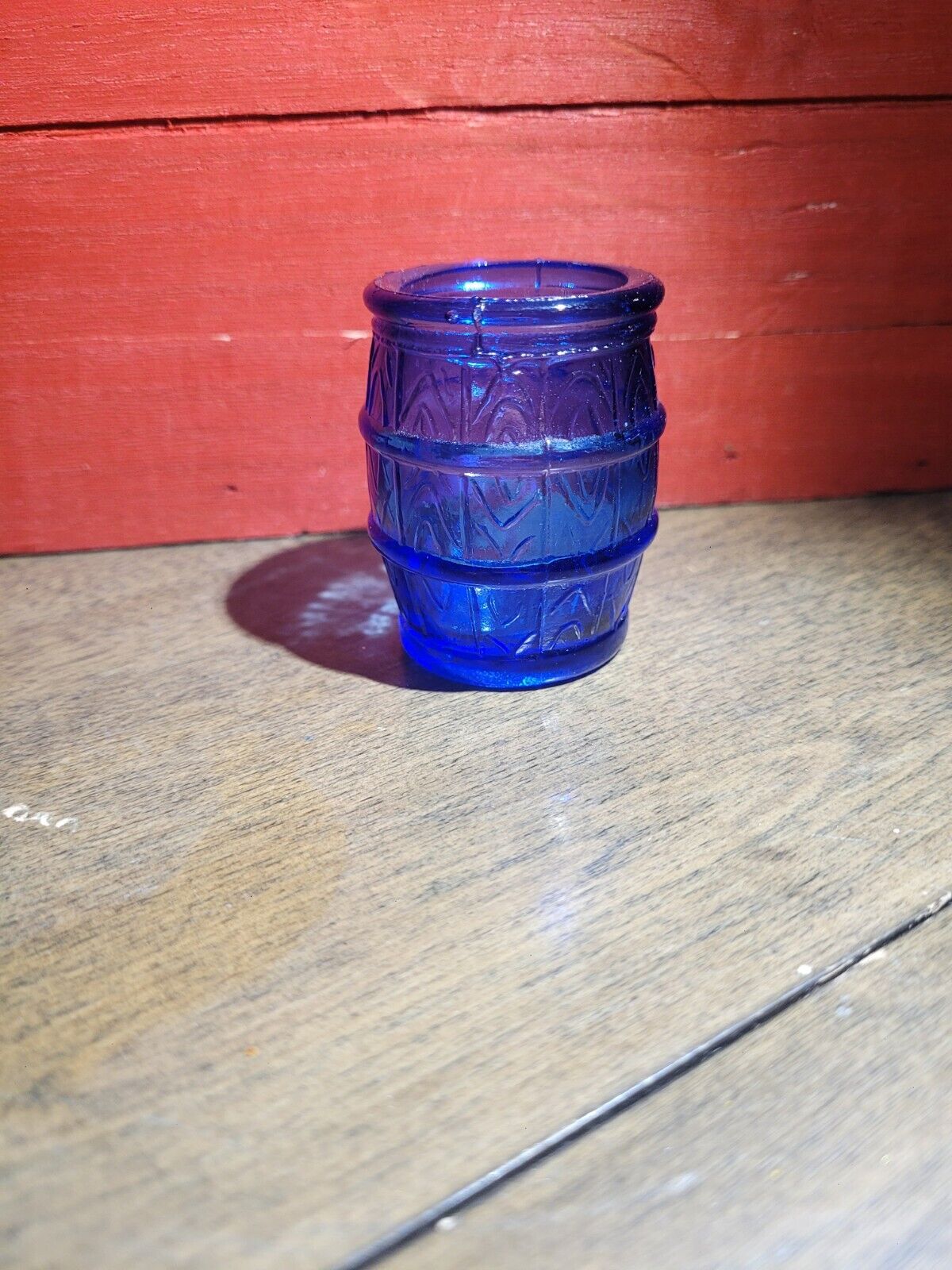 UNIQUE Blue Glass Barrel Mini Jar 2\