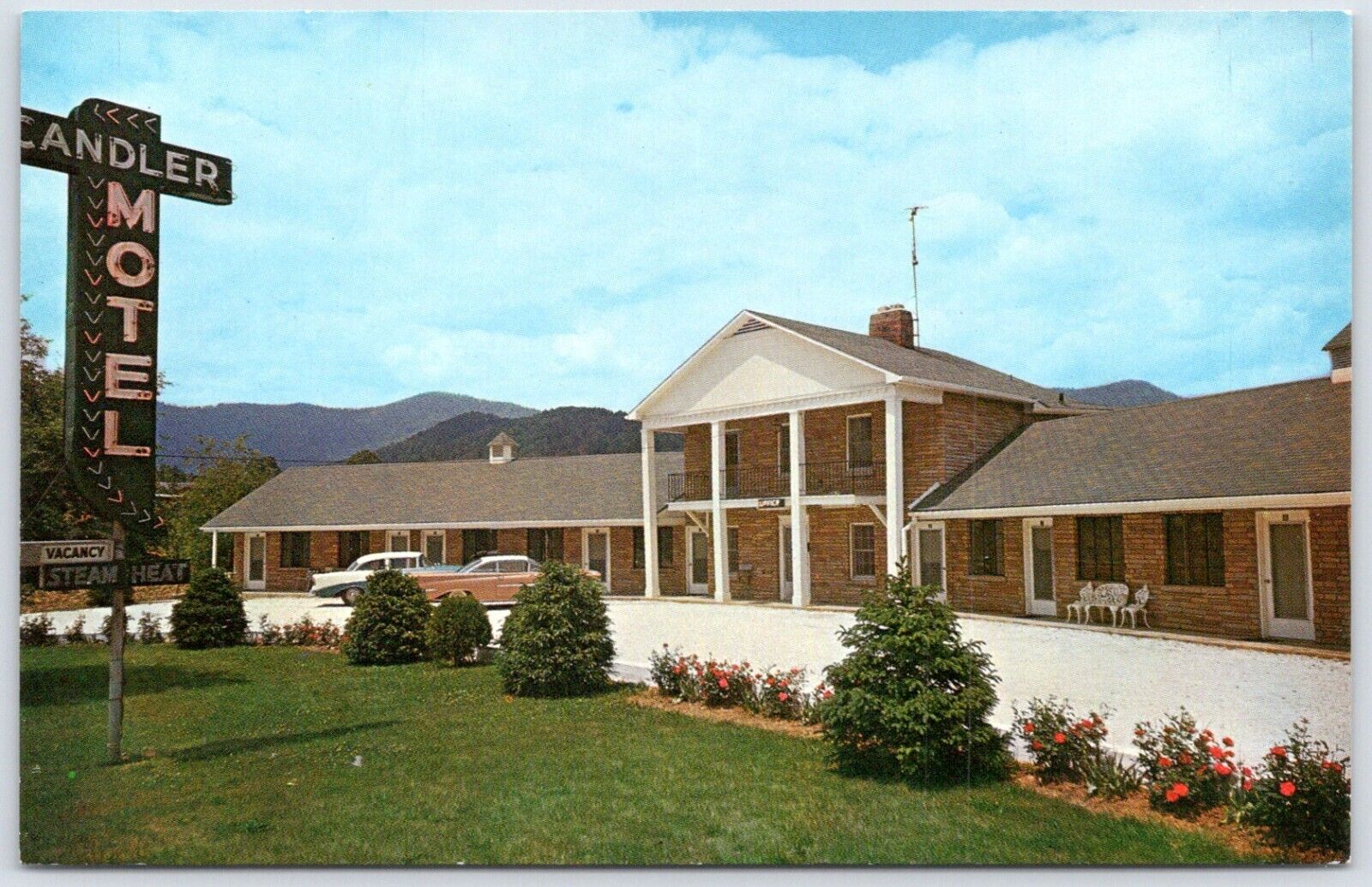 Postcard NC Candler North Carolina Candler Motel Cars 1950s B26