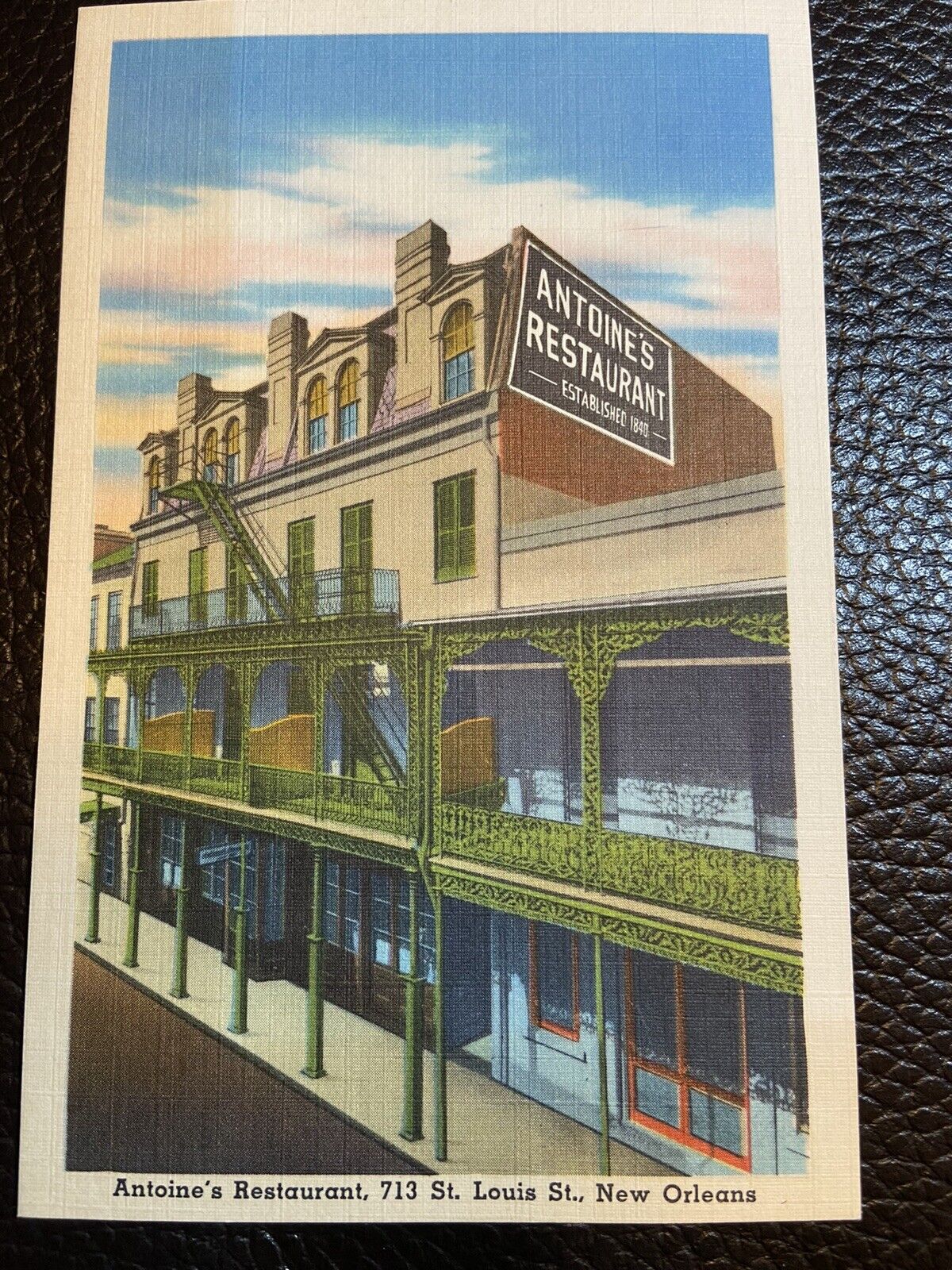 Vintage Linen Postcard Antoine\'s Restaurant St. Louis Street New Orleans LA Vtg