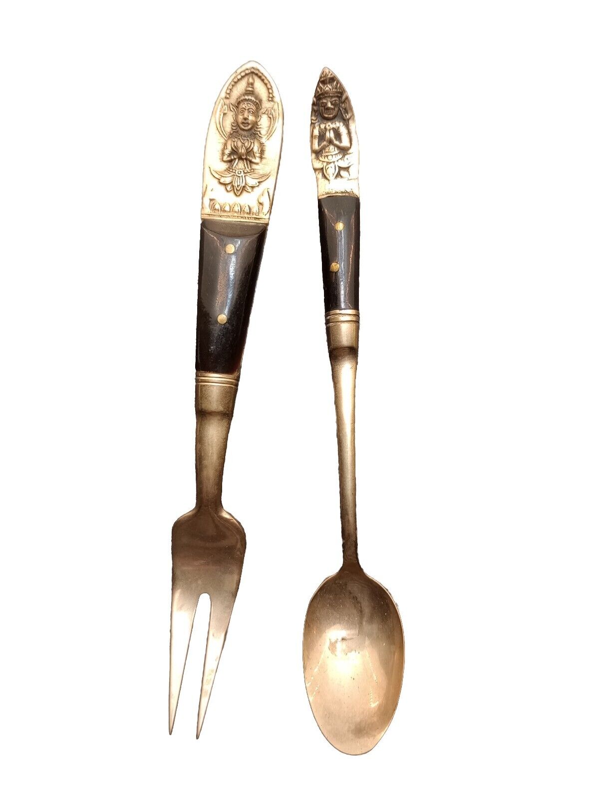 Vintage T.H.S. Siam  Brass  Fork and Spoon  