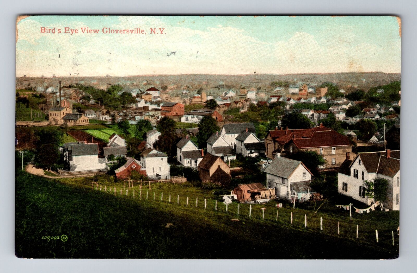 Gloversville NY-New York, Birds Eye View of Town, c1908 Antique Vintage Postcard