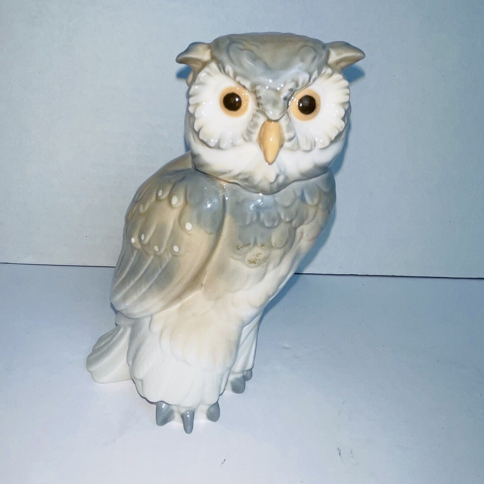 Zaphir Lladro Short Eared Owl Porcelain Figure Gray White 7” Spain Figurine Vtg