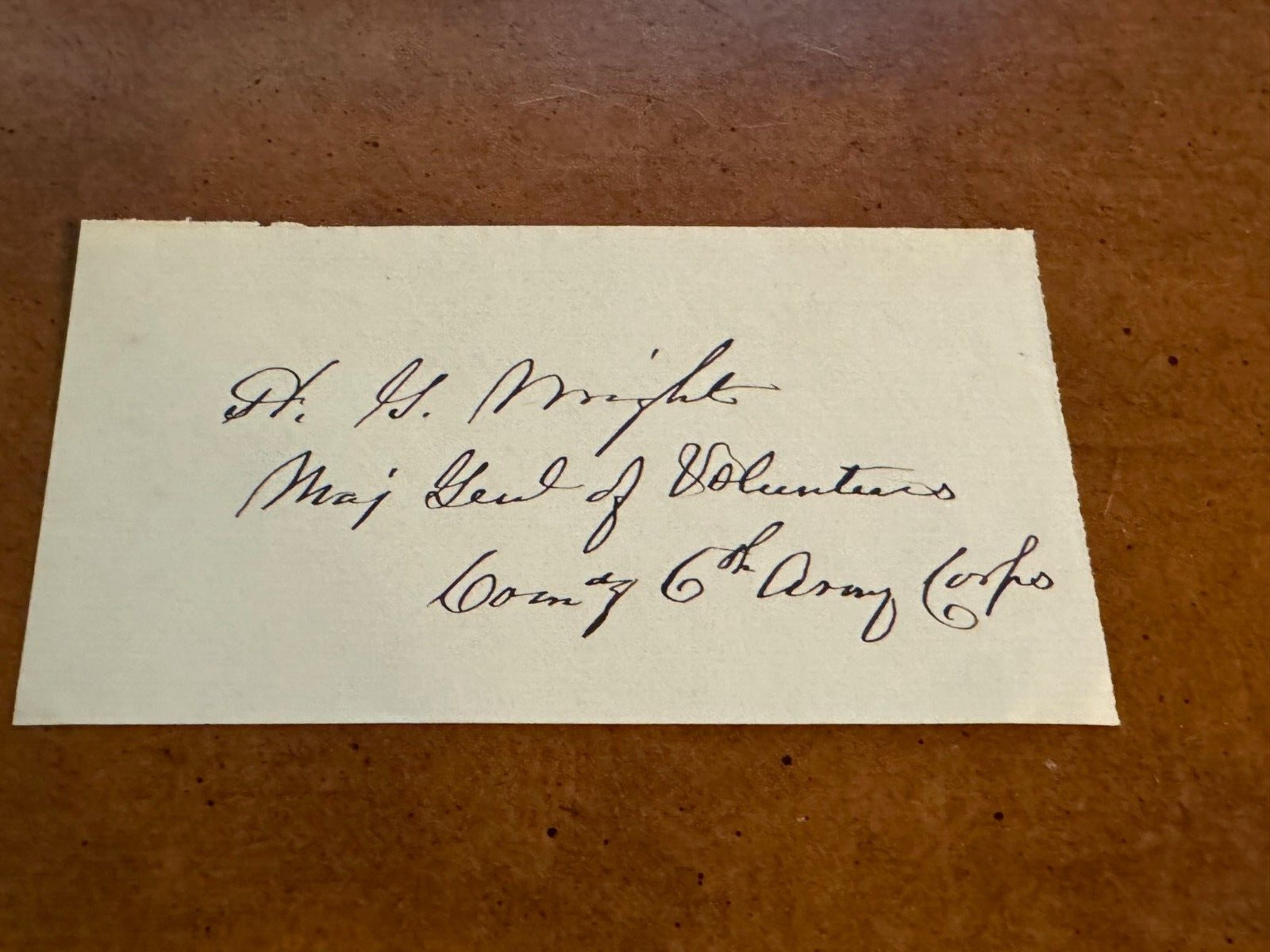 1800s Union General Horatio G Wright Autographed Signed Cut Civil War 