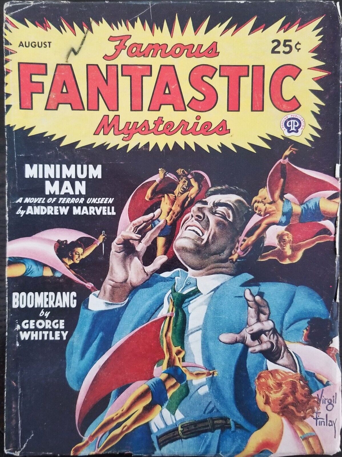 FAMOUS FANTASTIC MYSTERIES - AUGUST 1947 - VIRGIL FINLEY COVER - NICE CONDITION