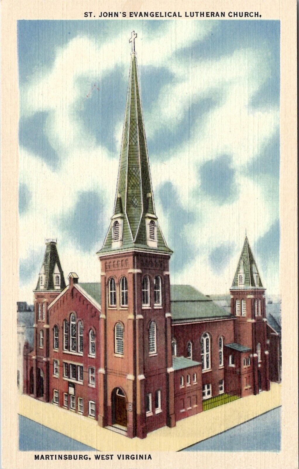 Martinsburg West Virginia St Johns Evangelical Lutheran Church Postcard Z29
