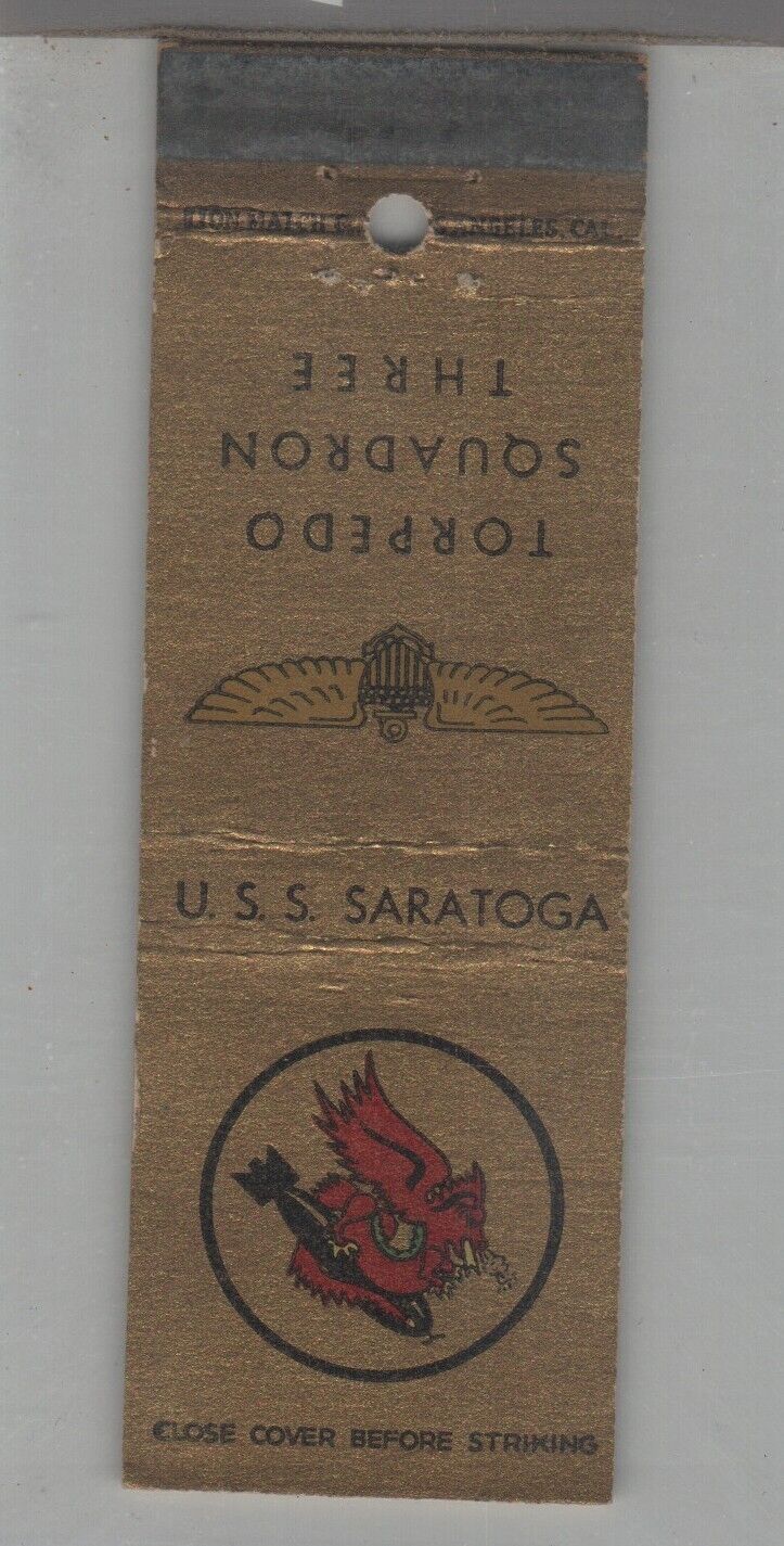 Matchbook Cover - Navy Ship USS Saratoga Torpedo Squadron Three