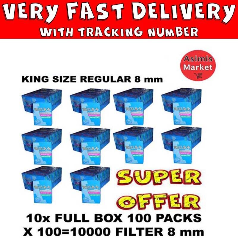 Rizla King Size Regular 8 mm Rolling Filters Tips 10 x Full Box 100 Packs