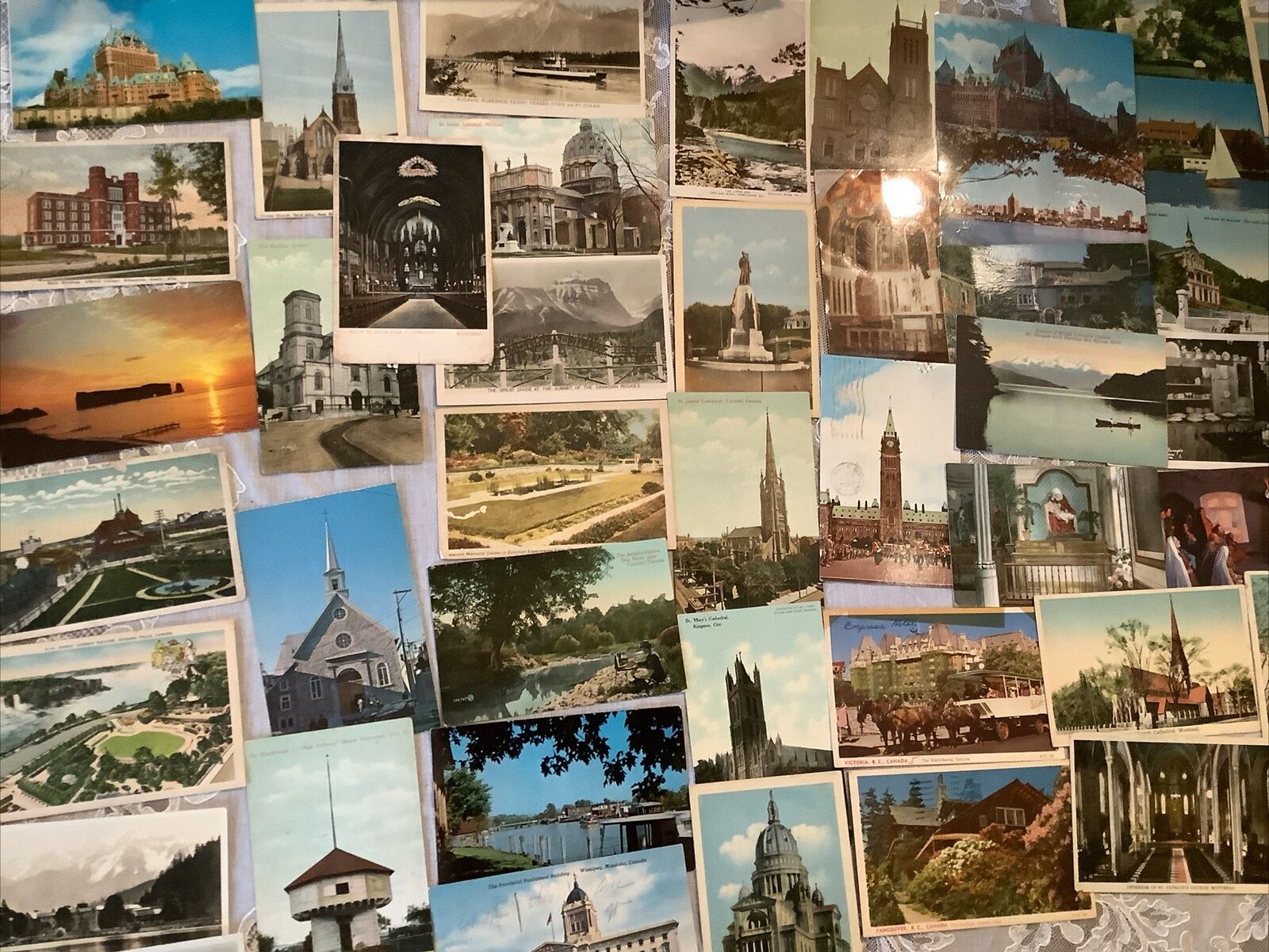Lot of 48 Canadian postcards CANADA & Nova Scotia Mixed Lot Churches Cities Lake