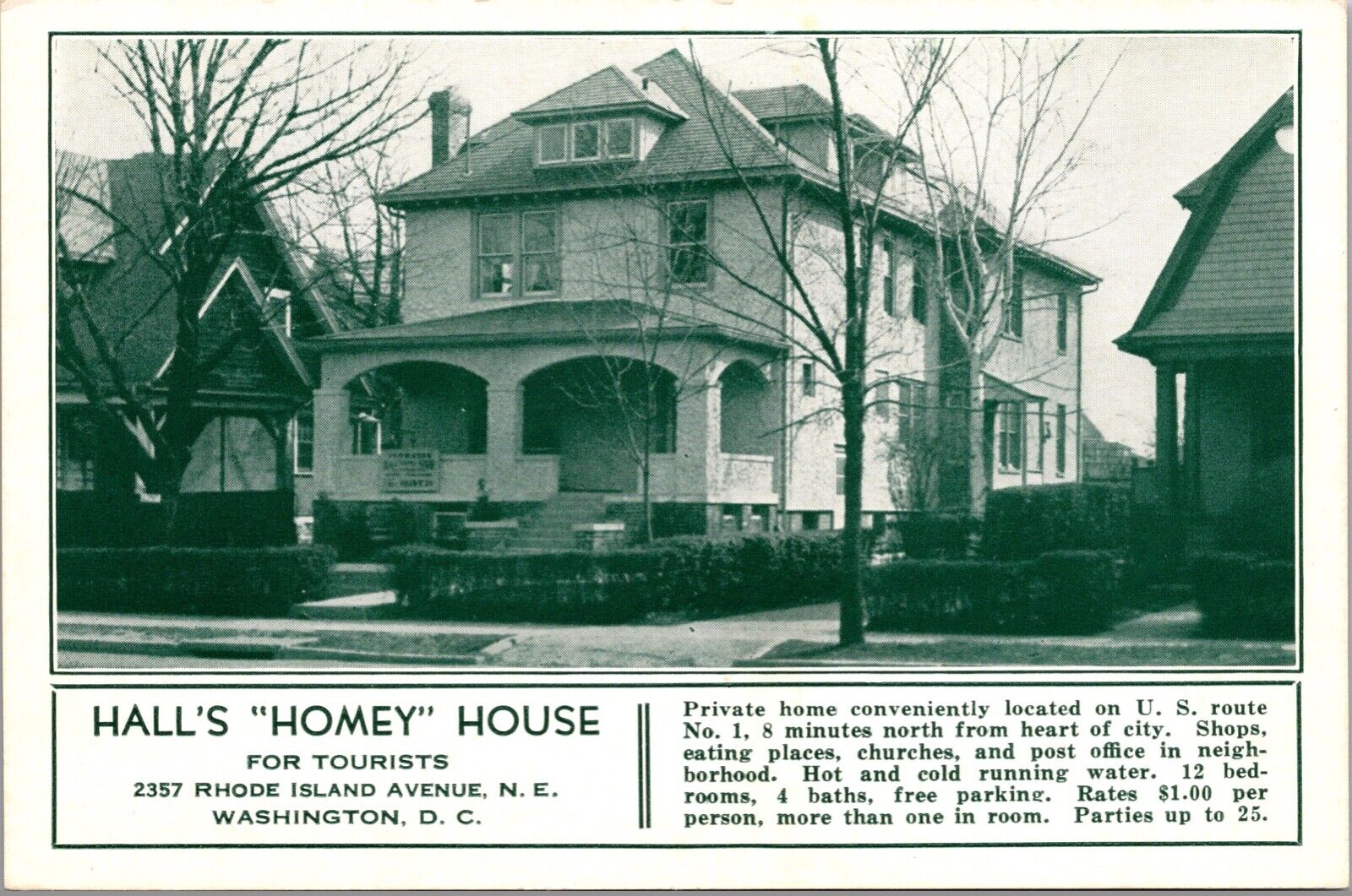 Postcard Hall's Homey House for Tourists in Washington D.C.~139322