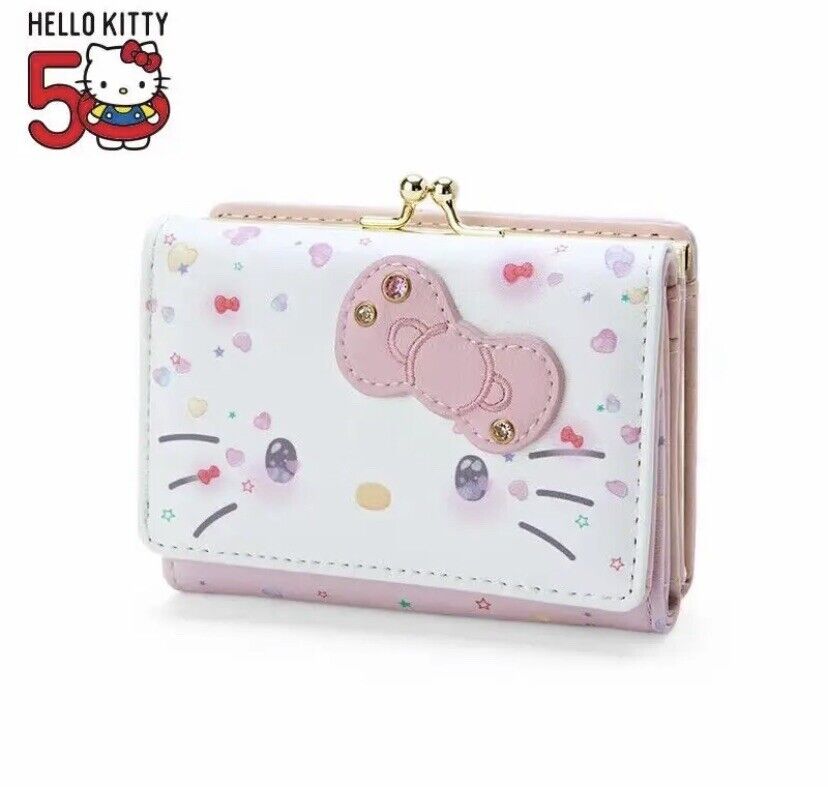 FREE SHIPPING HELLO KITTY 50th Anniversary KAWAII PU LEATHER WALLET COIN PURSE