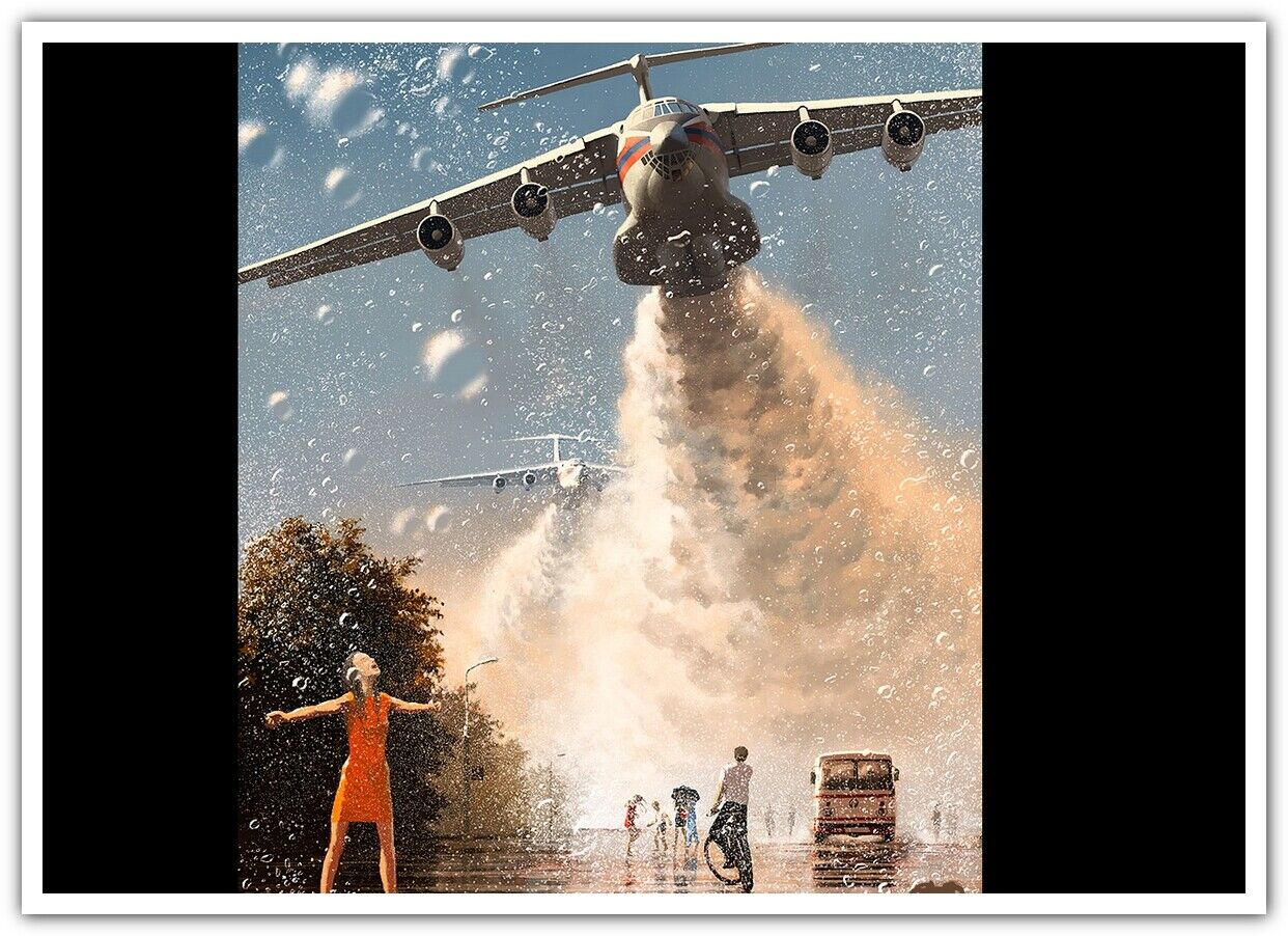 airplane_Russia_water_rain_street_happy_Alexey Andreev_Il-76_Soviet wing_Russian