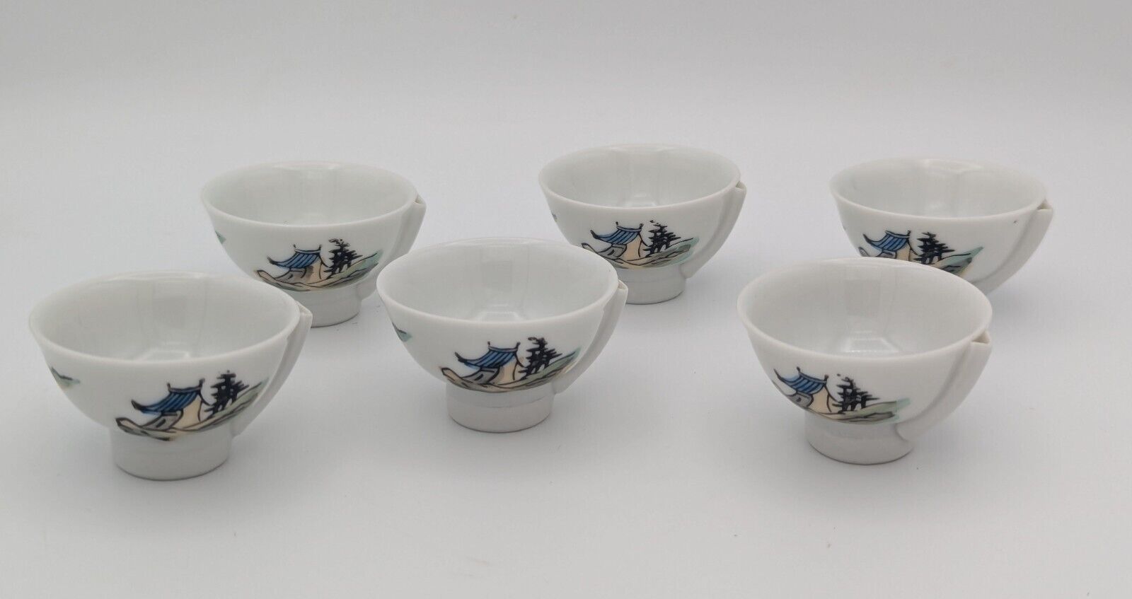 Six Vintage Oriental Macha Tea Cups Made In Japan