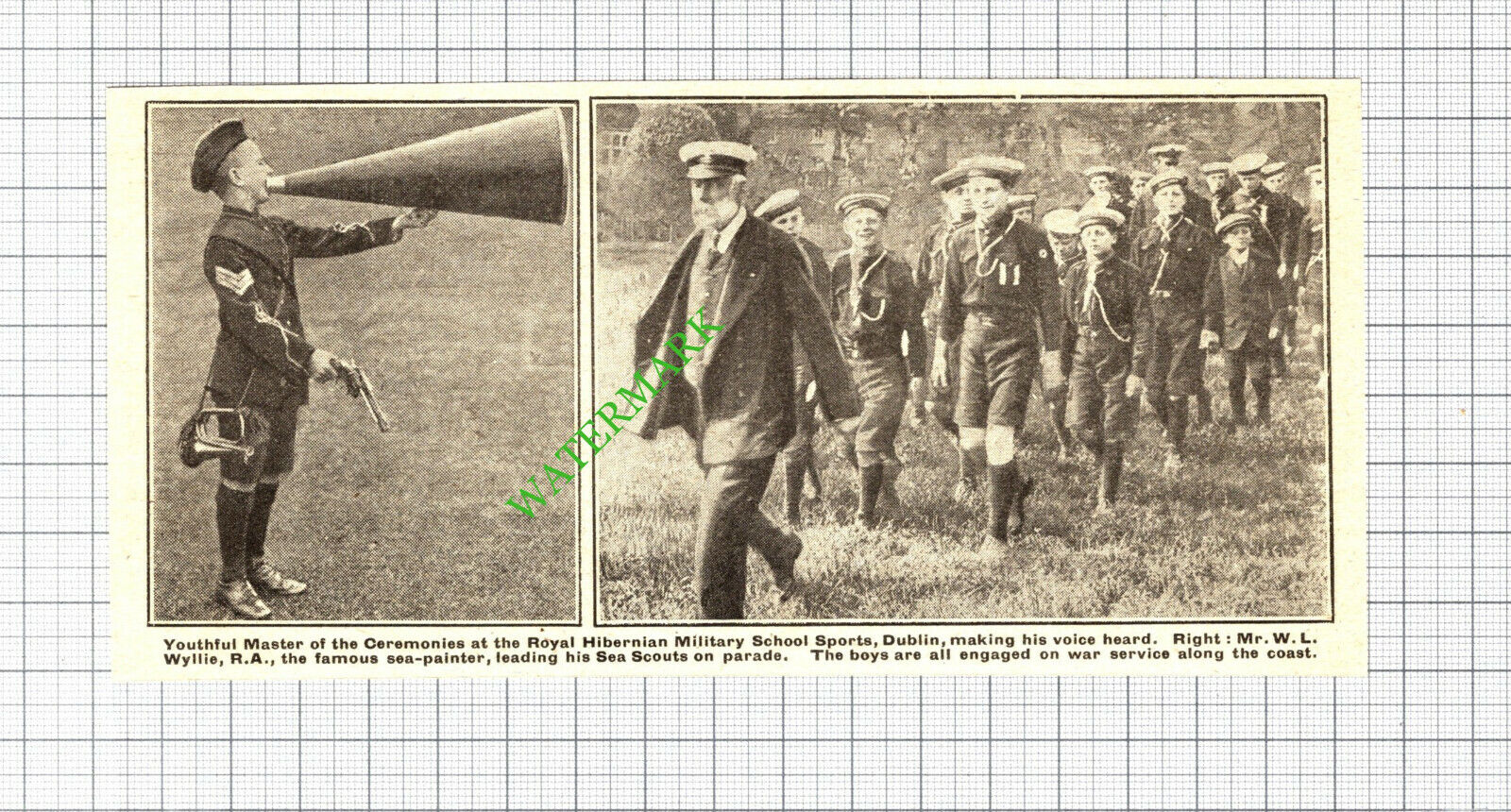 Mr W L Wyllie Painter Sea Scouts Hibernian Military Dublin WW1 - 1918 Cutting