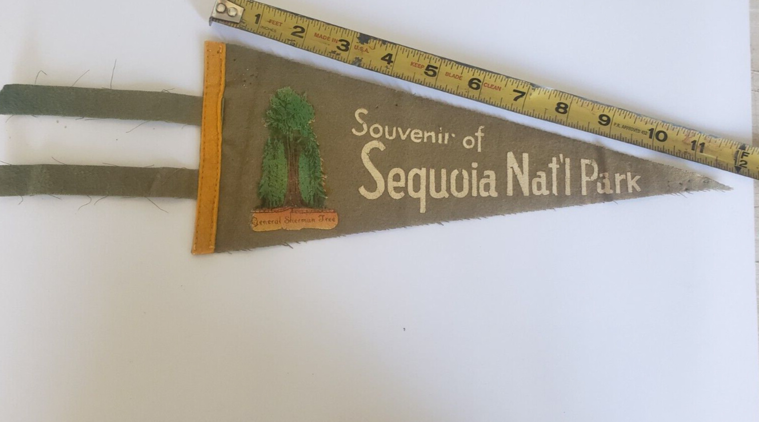 Vintage green felt pennant from Sequoia  National Park