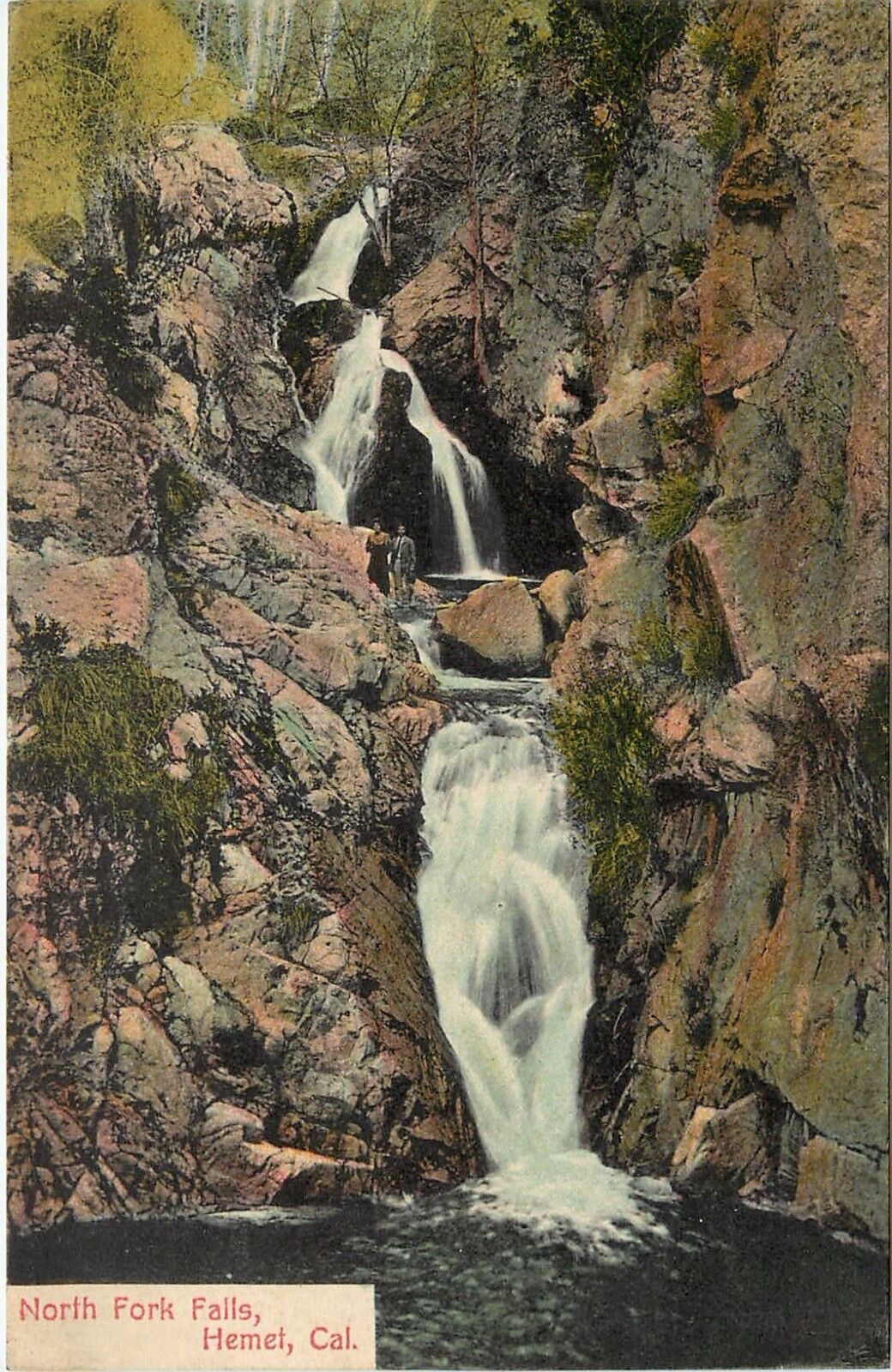 c1907 Chromograph Postcard; North Fork Falls, Hemet CA Riverside County