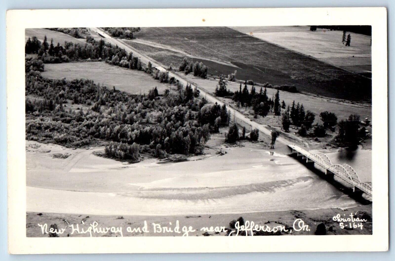 Jefferson Oregon OR Postcard RPPC Photo New Highway And Bridge c1940's Vintage