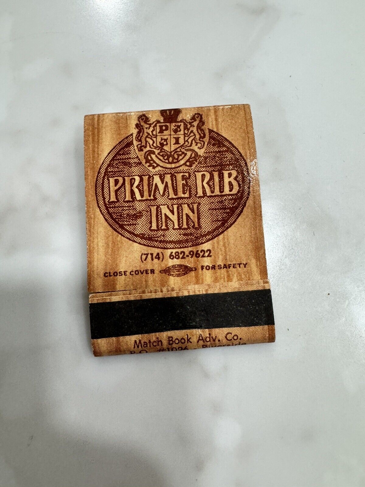 Vintage Prime Rib Inn Riverside CA Matchbook Advertising