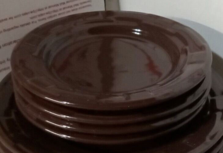Longaberger Pottery Chocolate Brown Dessert Plate/Bread Plate - 2 available