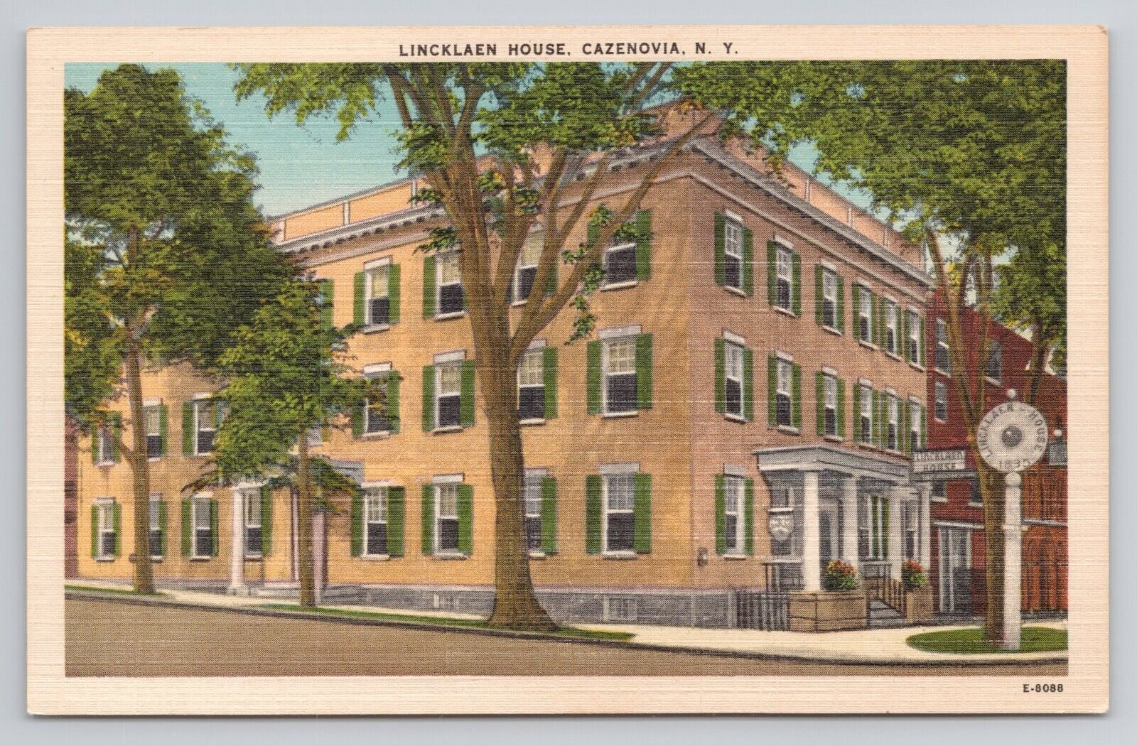 Lincklaen House Cazenovia New York Linen Postcard 2725
