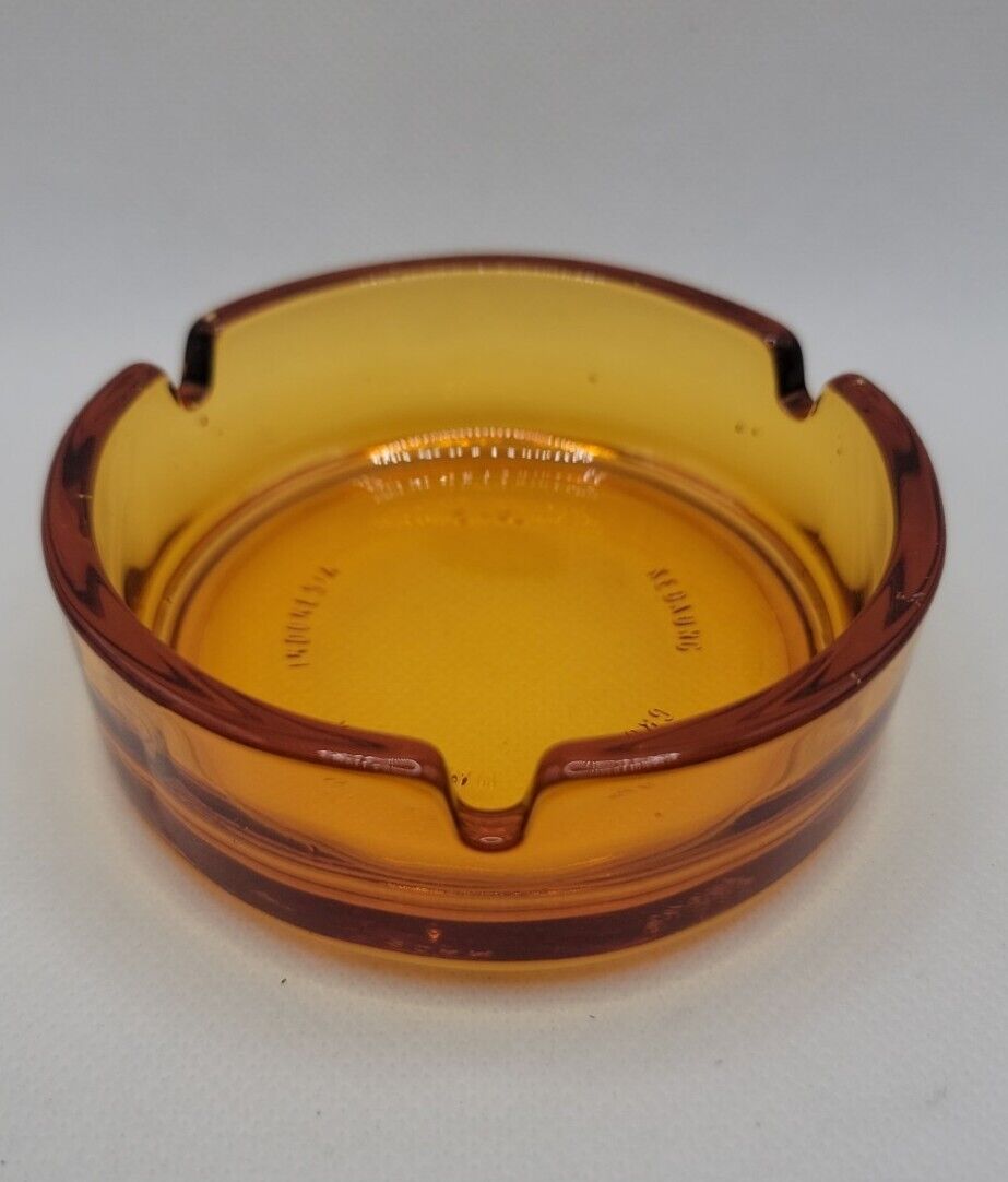 Vintage Amber Brown Glass Ashtray 3.5 Inch Diameter Mid Century Indonesian 