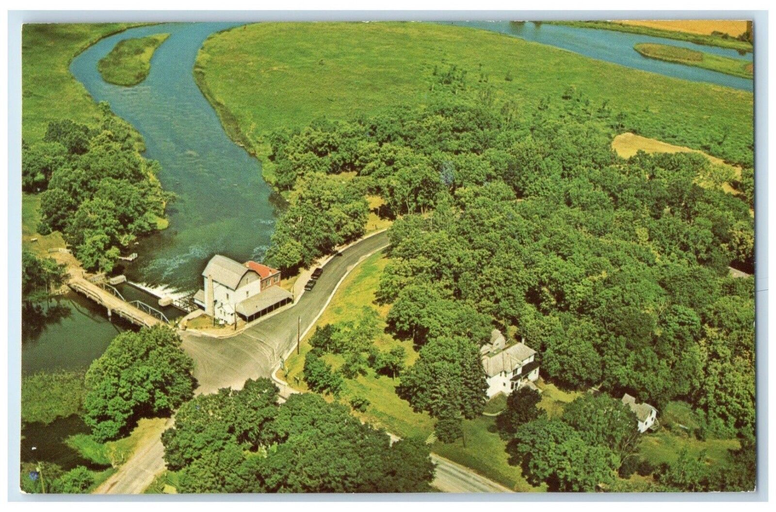 c1960's Aerial View Phelps Mill Fergus Falls Minnesota MN Otter Tail Postcard