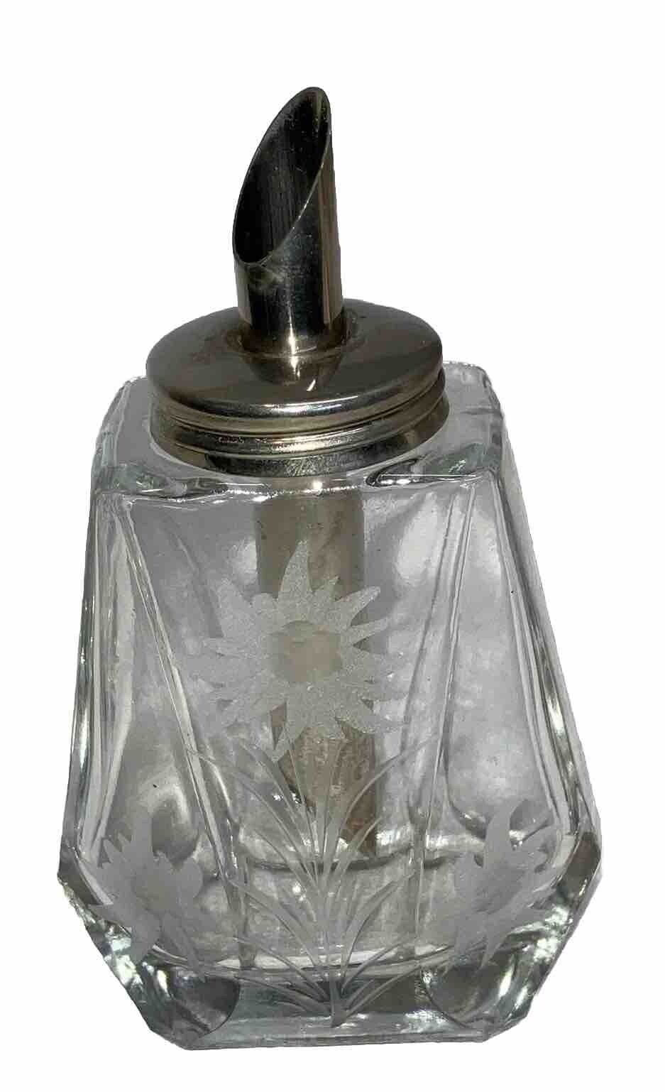 Vintage Westendorf Tyrol Austria Souvenir Etched Clear Glass Sugar Pourer