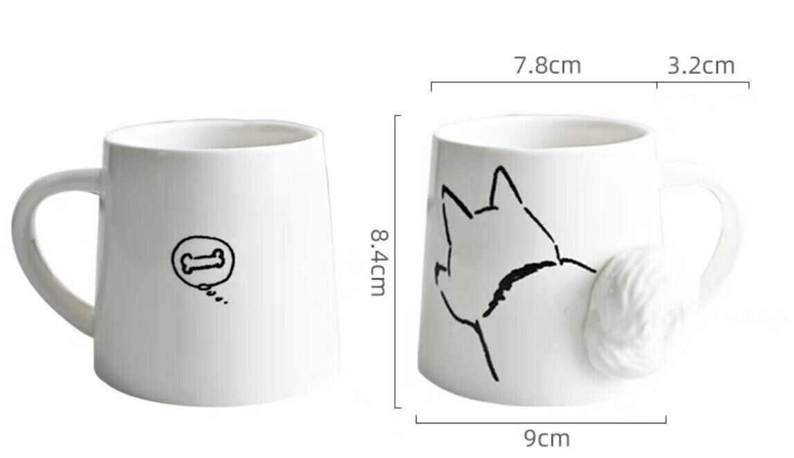 Cute mug with animal dog tail 300 ml or 10 oz for a purrfect dog lover 
