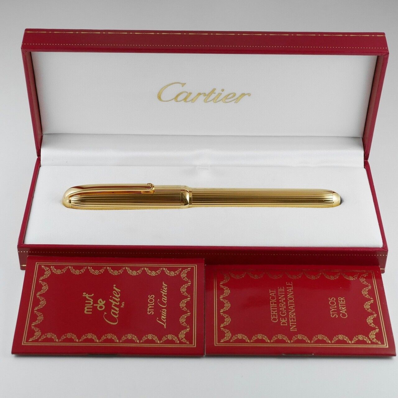 Louis Cartier Gold Plated Fountain Pen F (Excellent) with Box 