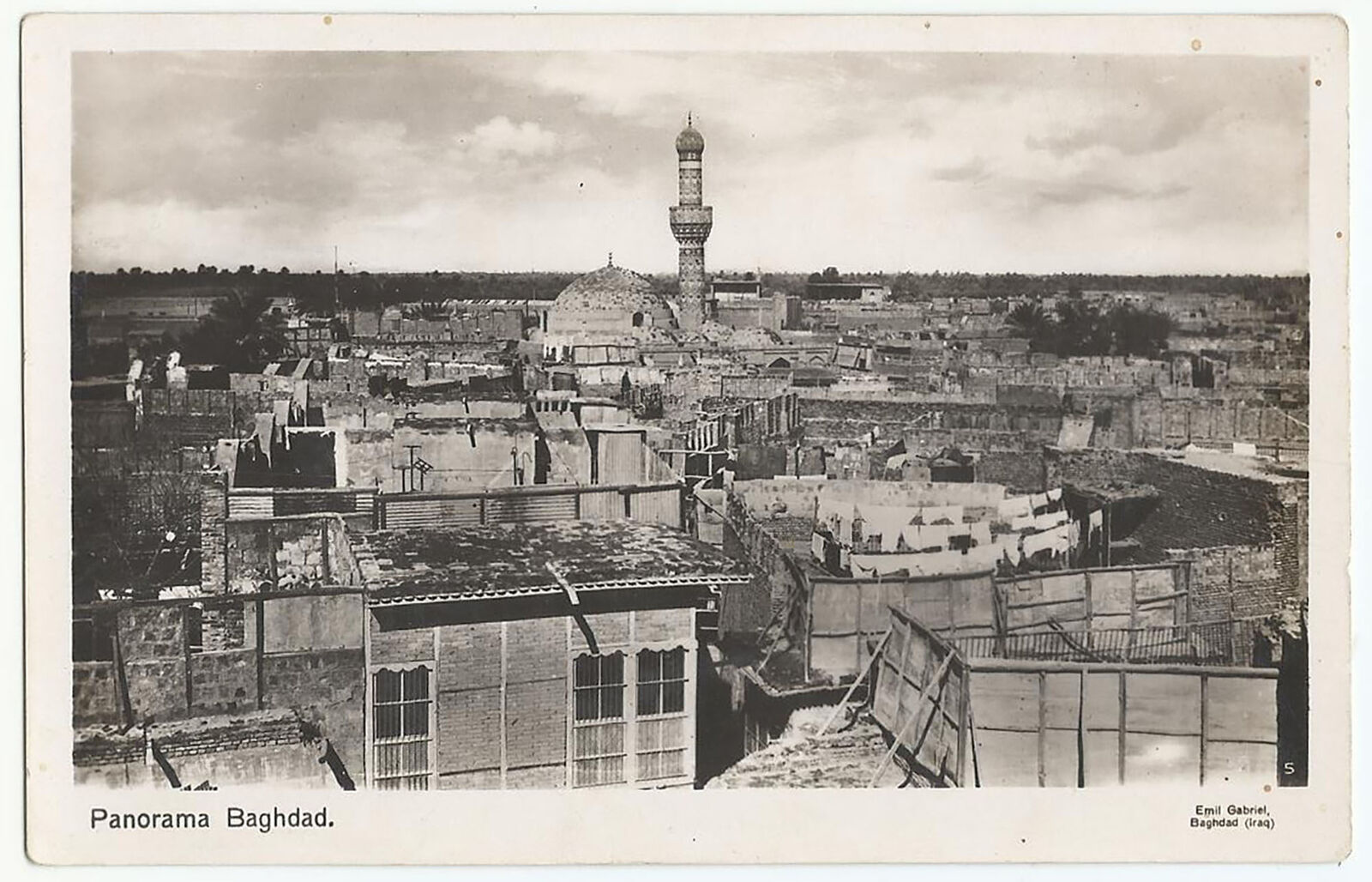 Baghdad Iraq, Old PC, City Panorama, Emil Gabriel, RPPC, 1920s