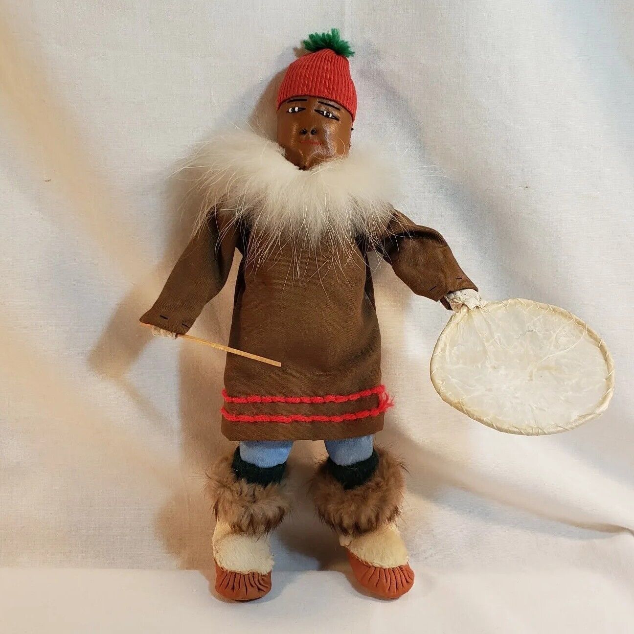 Alaskan Handmade Folk Art Doll With Hand Drum