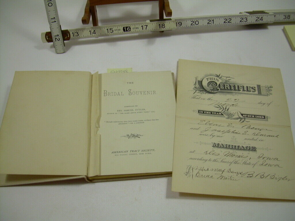Bridal Souvenir 1892 Samuel Cutler * 1904 Marriage Certificate * hope + poety