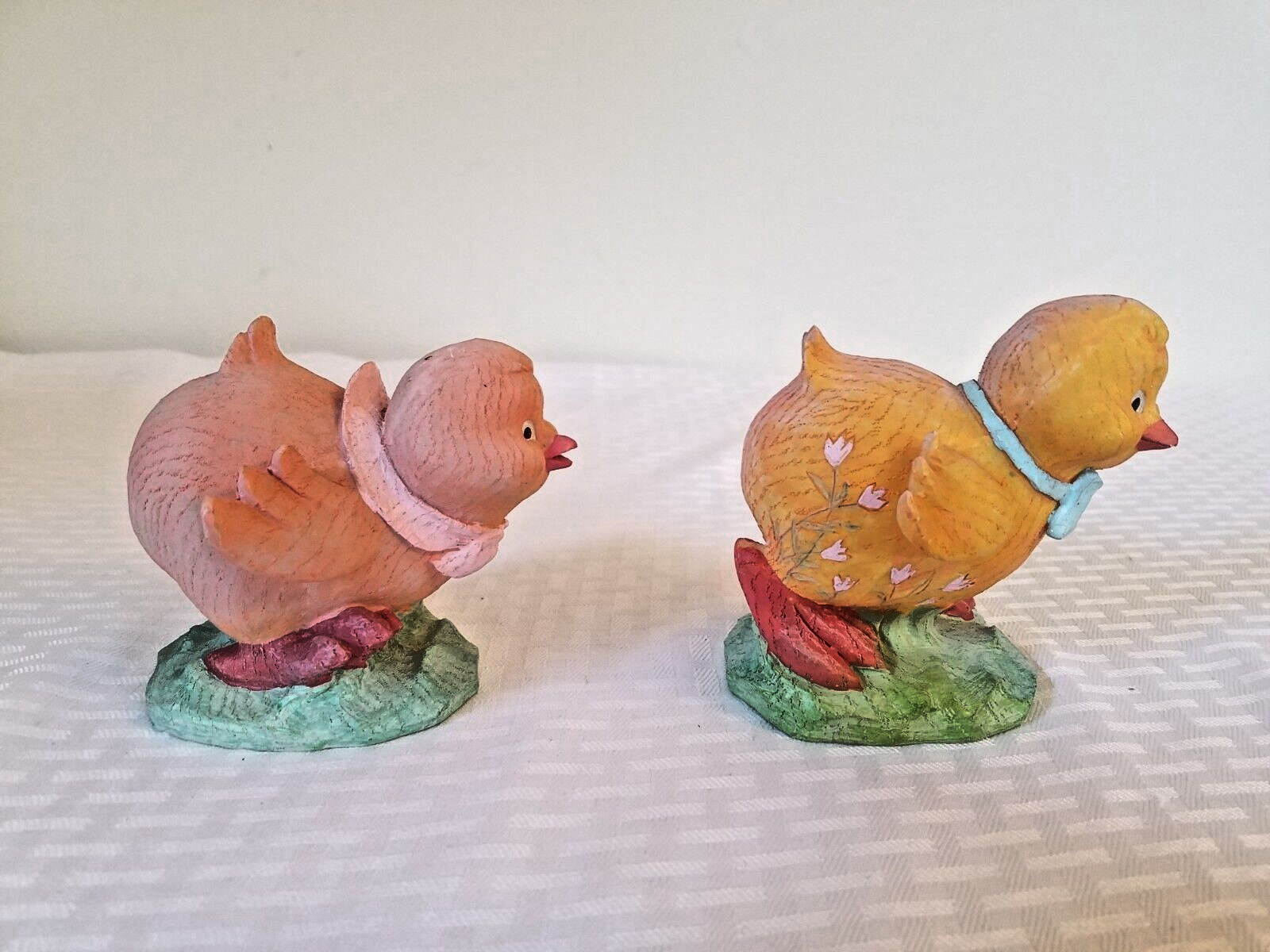 Easter spring chick twins pair of 2 flowers studio 33 hand crafted poly stone 